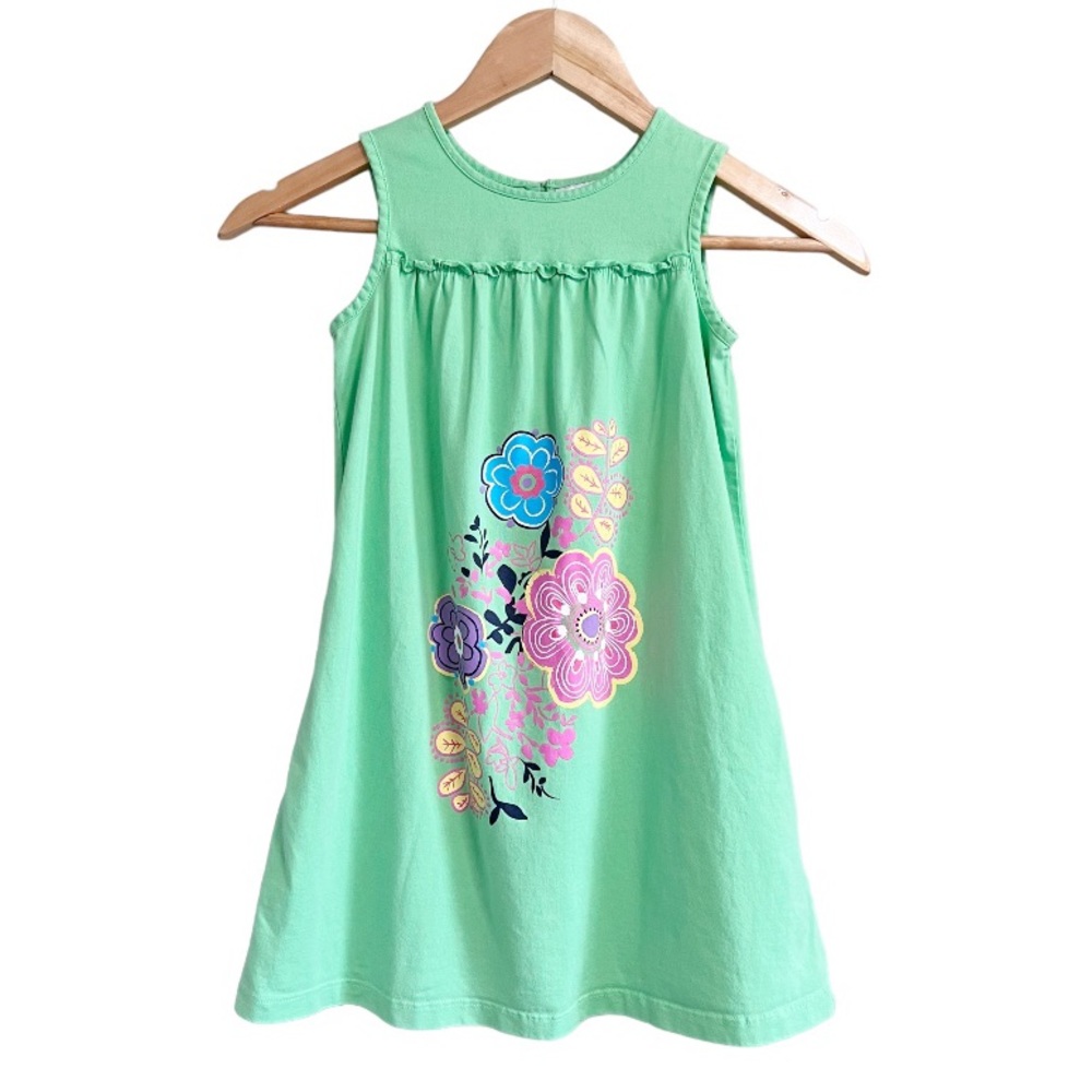 Hanna Andersson Lime Green Sleeveless Cotton Casual Dress Size 110 US 5